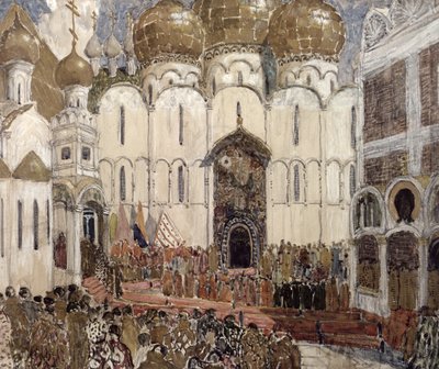 A Square in the Moscow Kremlin, stage design for the Prologue, Scene 2 from the opera 